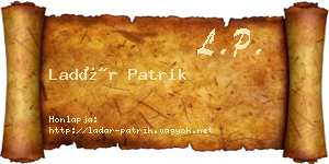 Ladár Patrik névjegykártya